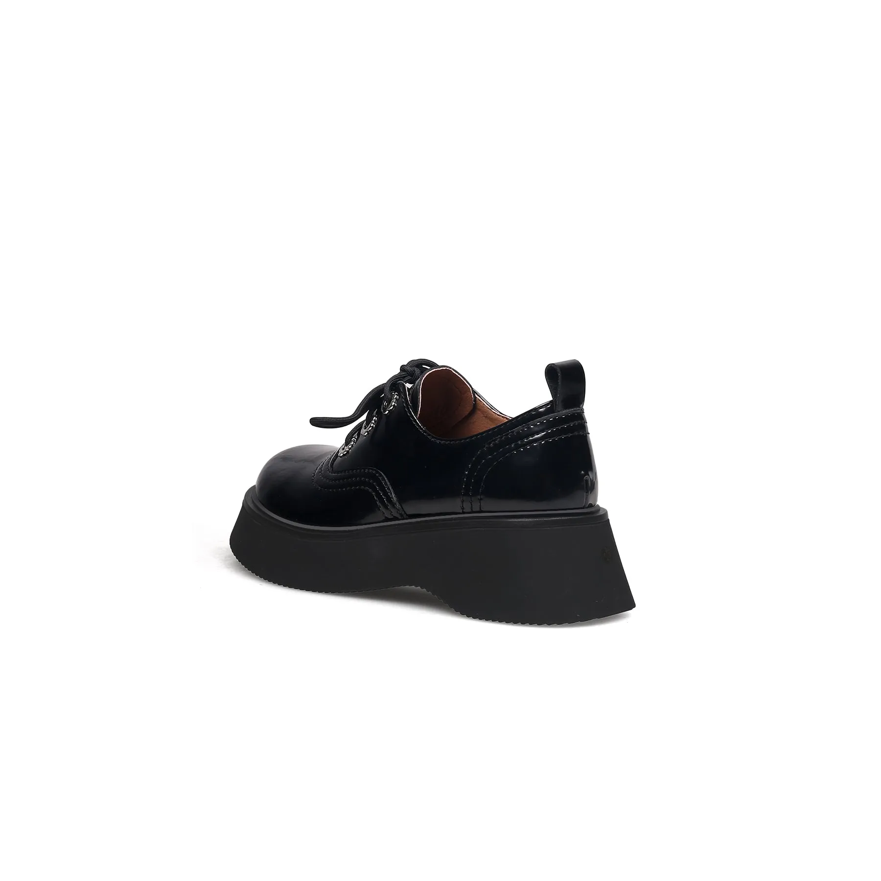 Platform Leather Oxford Black