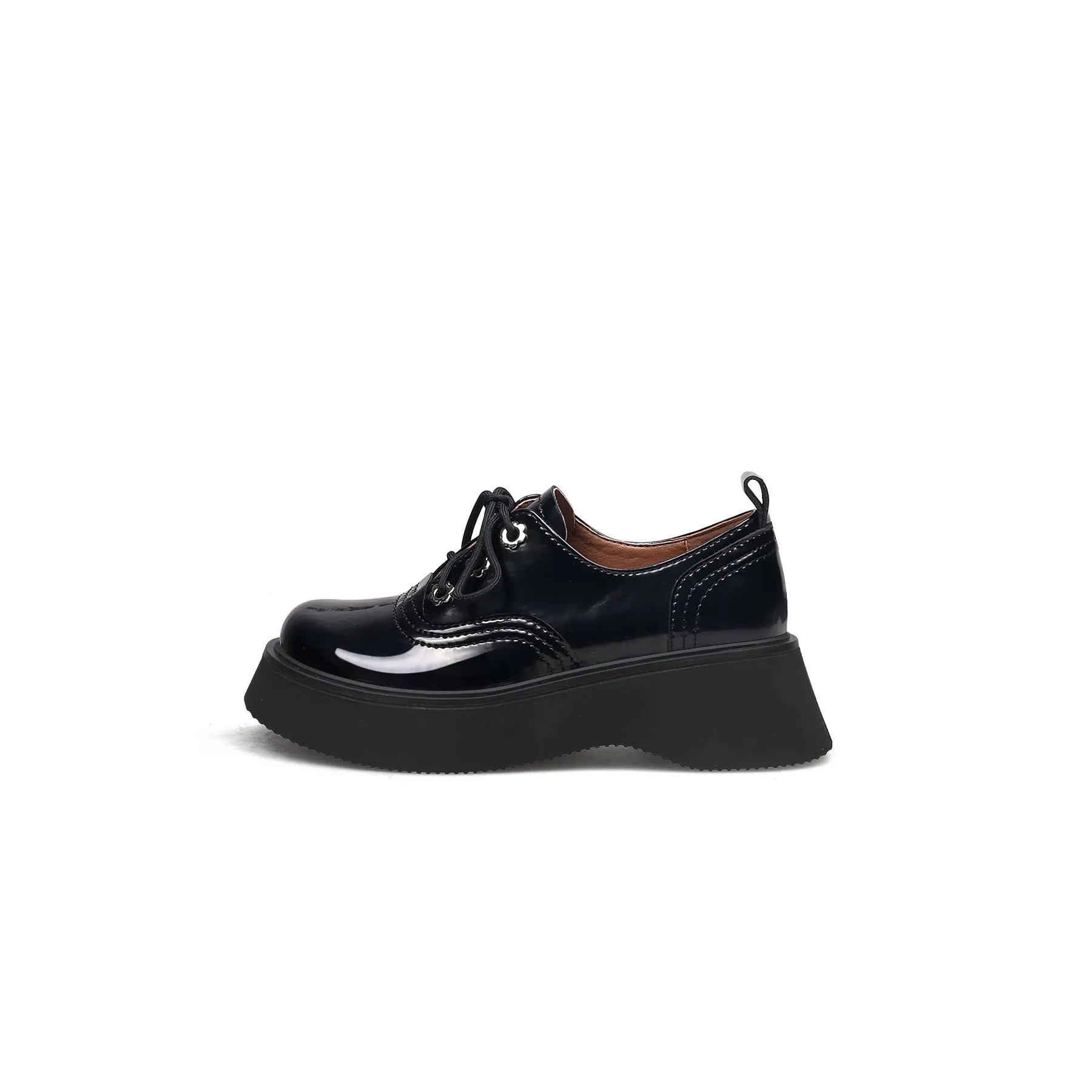 Platform Leather Oxford Black