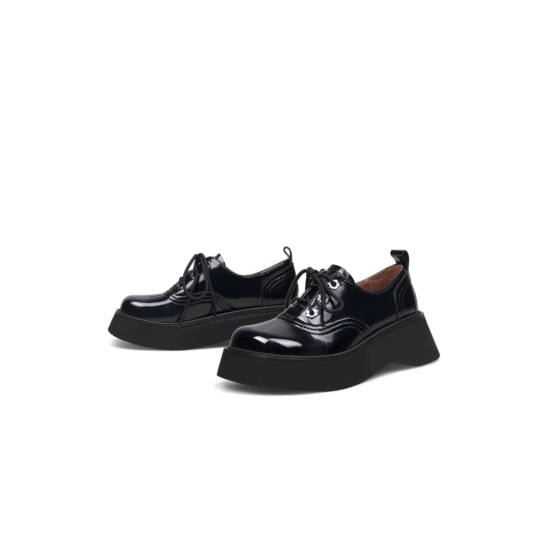 Platform Leather Oxford Black