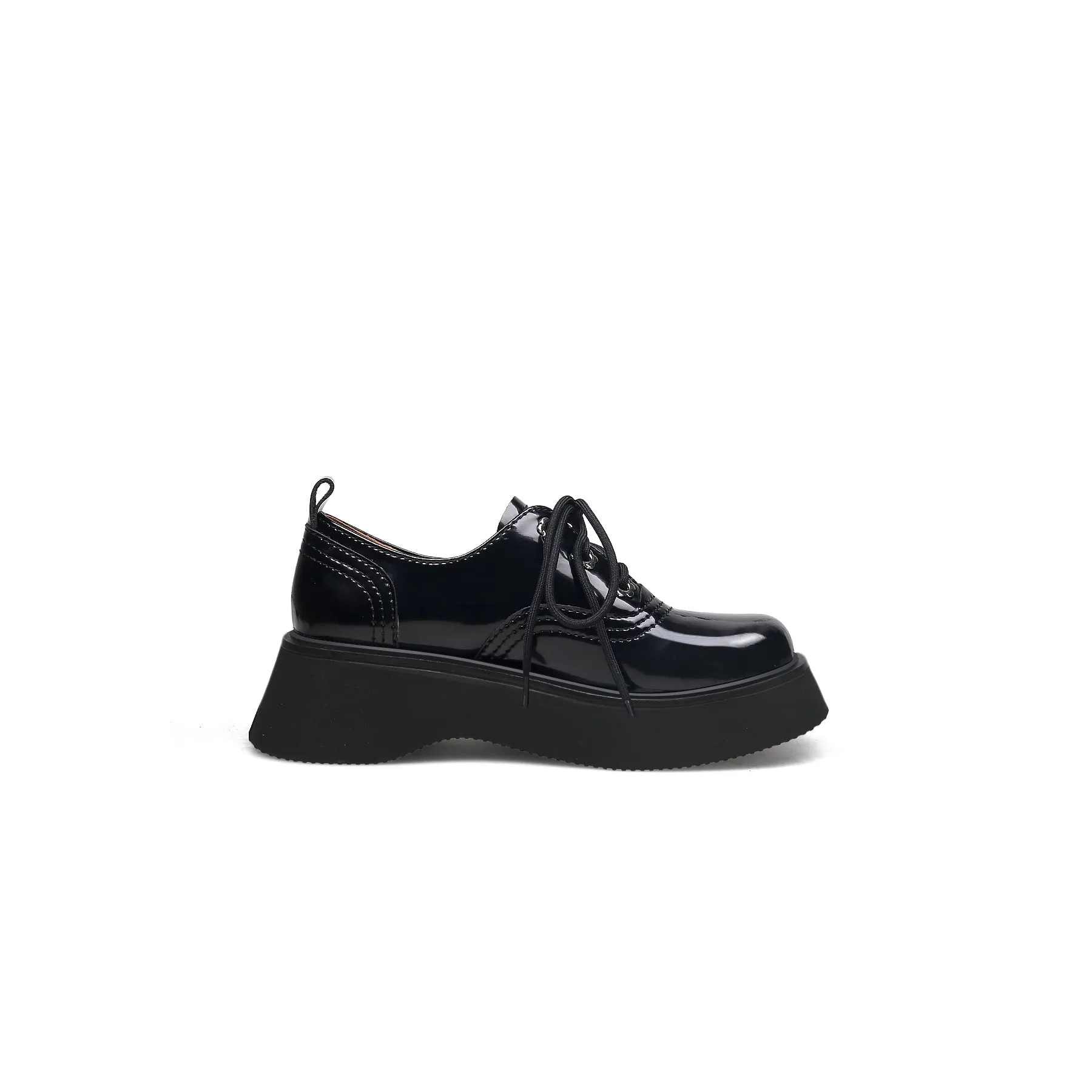 Platform Leather Oxford Black