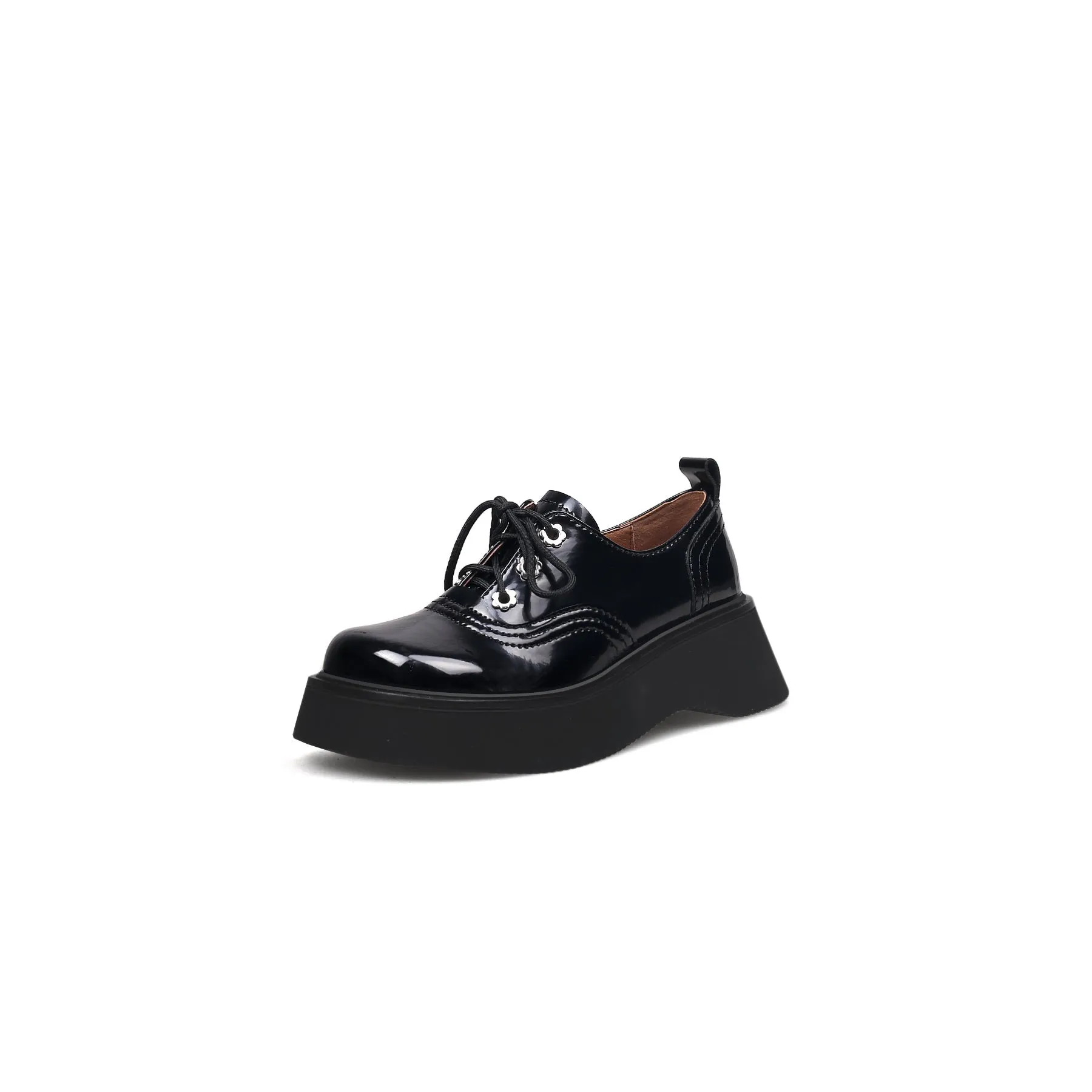 Platform Leather Oxford Black