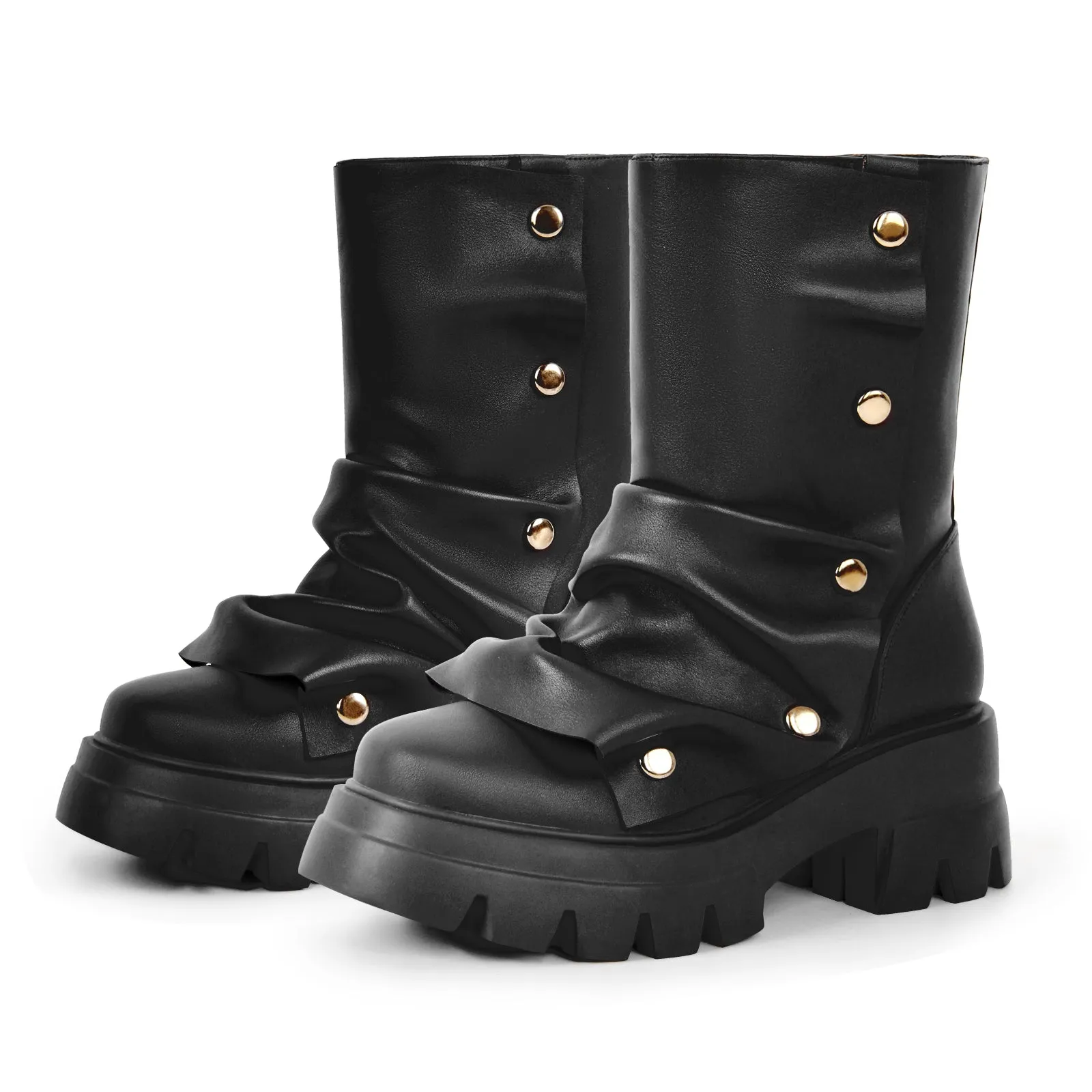 Platform Removable Chunky Heel Ankle Boots