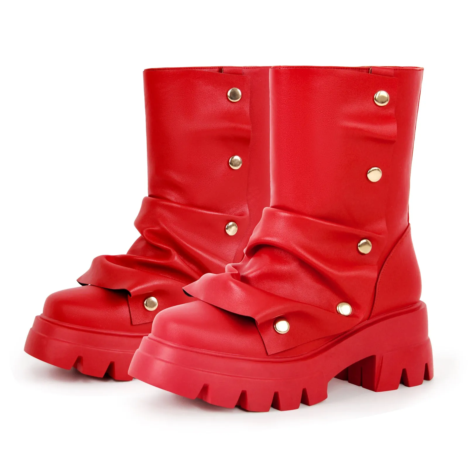 Platform Removable Chunky Heel Ankle Boots