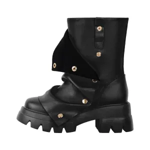 Platform Removable Chunky Heel Ankle Boots