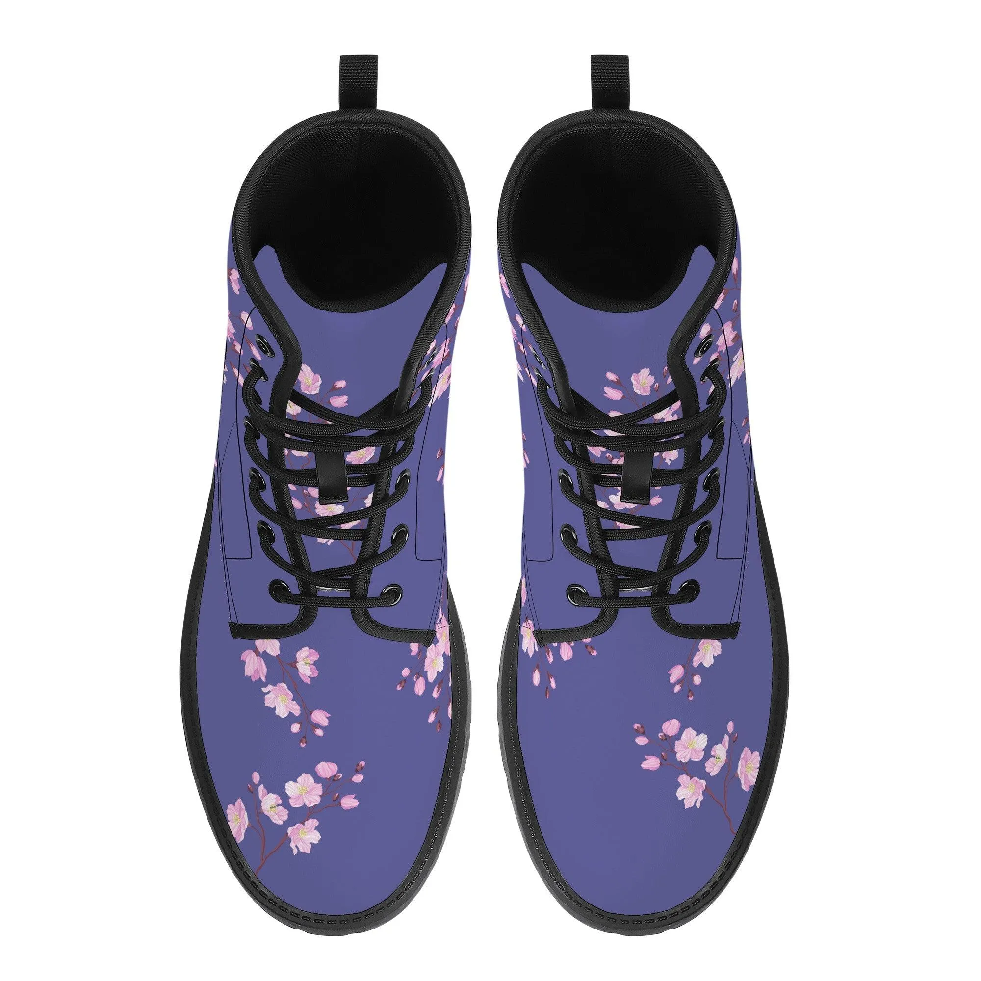 Plum Sakura Vegan Leather Boots Purple