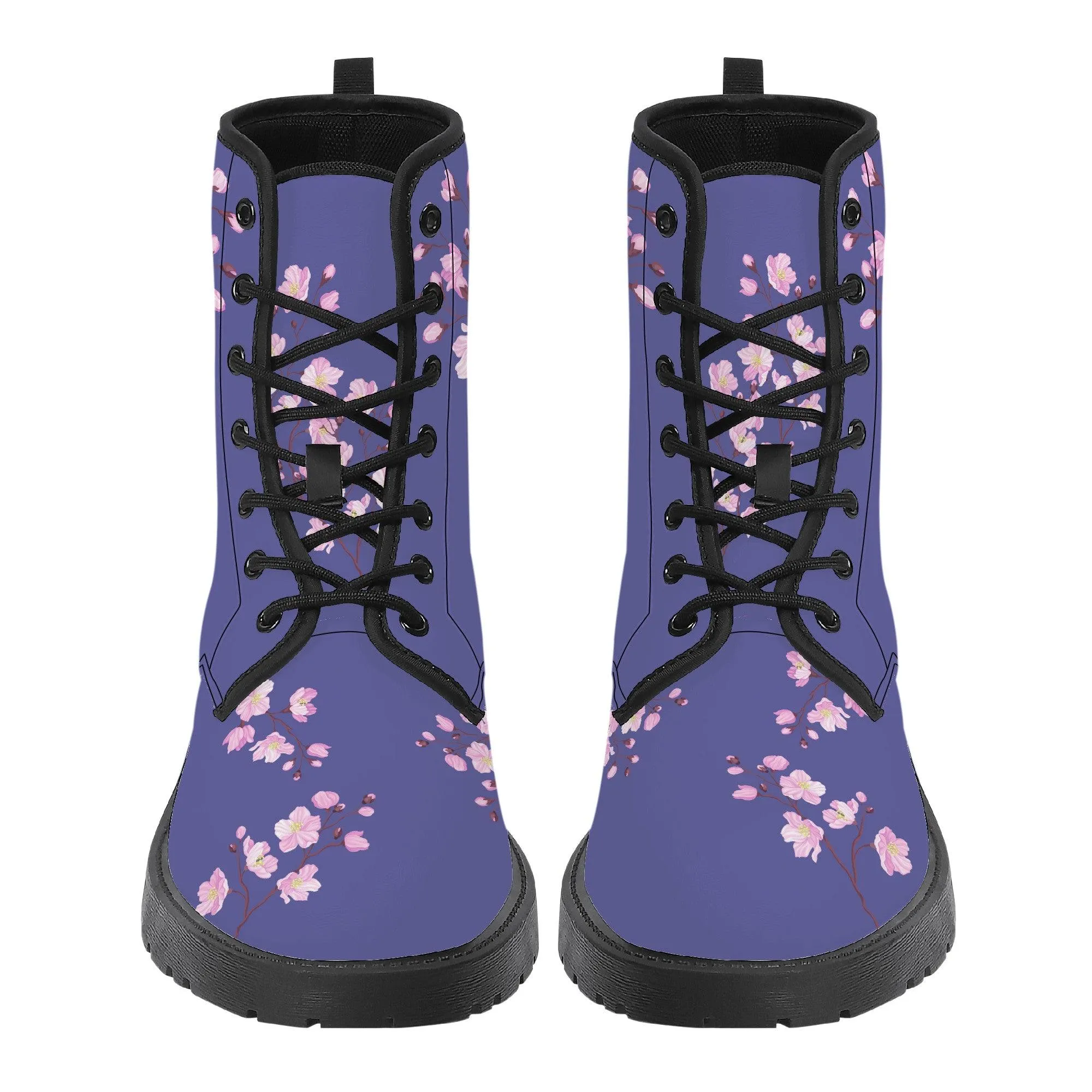 Plum Sakura Vegan Leather Boots Purple