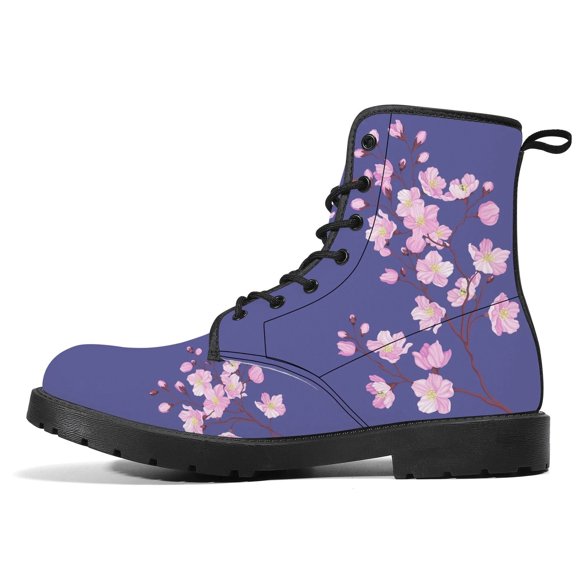 Plum Sakura Vegan Leather Boots Purple