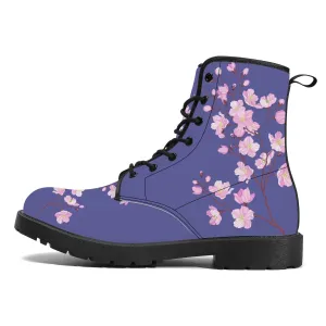 Plum Sakura Vegan Leather Boots Purple