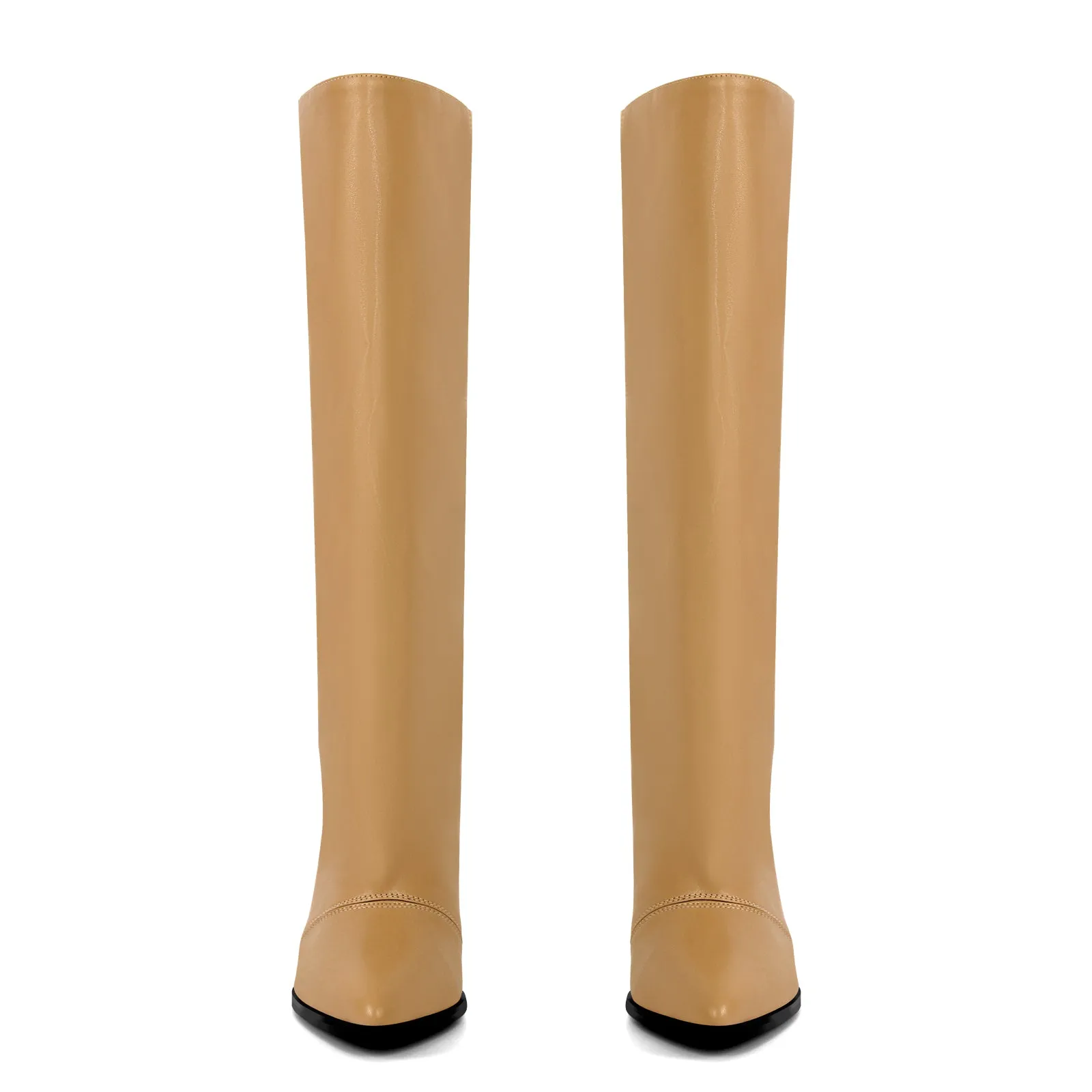 Pointed Toe Wedge Heel Knee High Boots