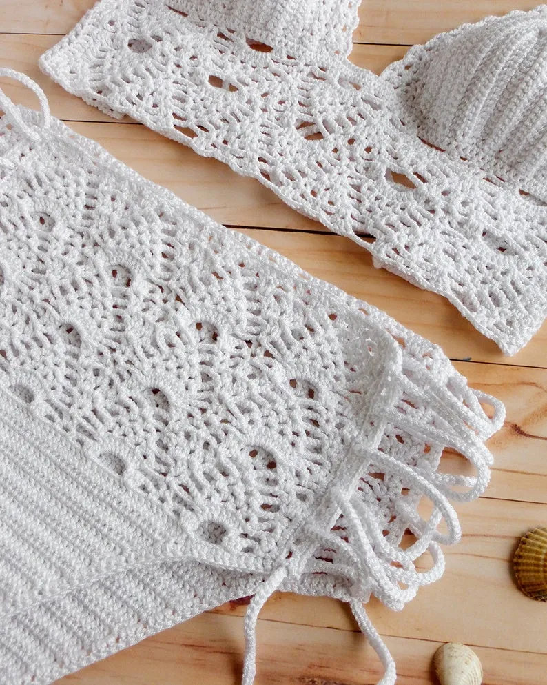 Rambutan Lace High Waisted Crochet Swimsuit