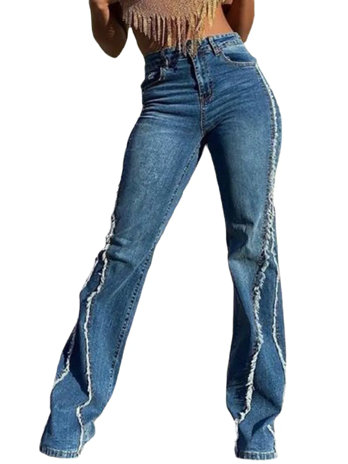 Raw Hem High Waist Jeans
