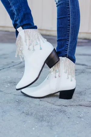 Rhinestone Cowgirl Boots - AB White