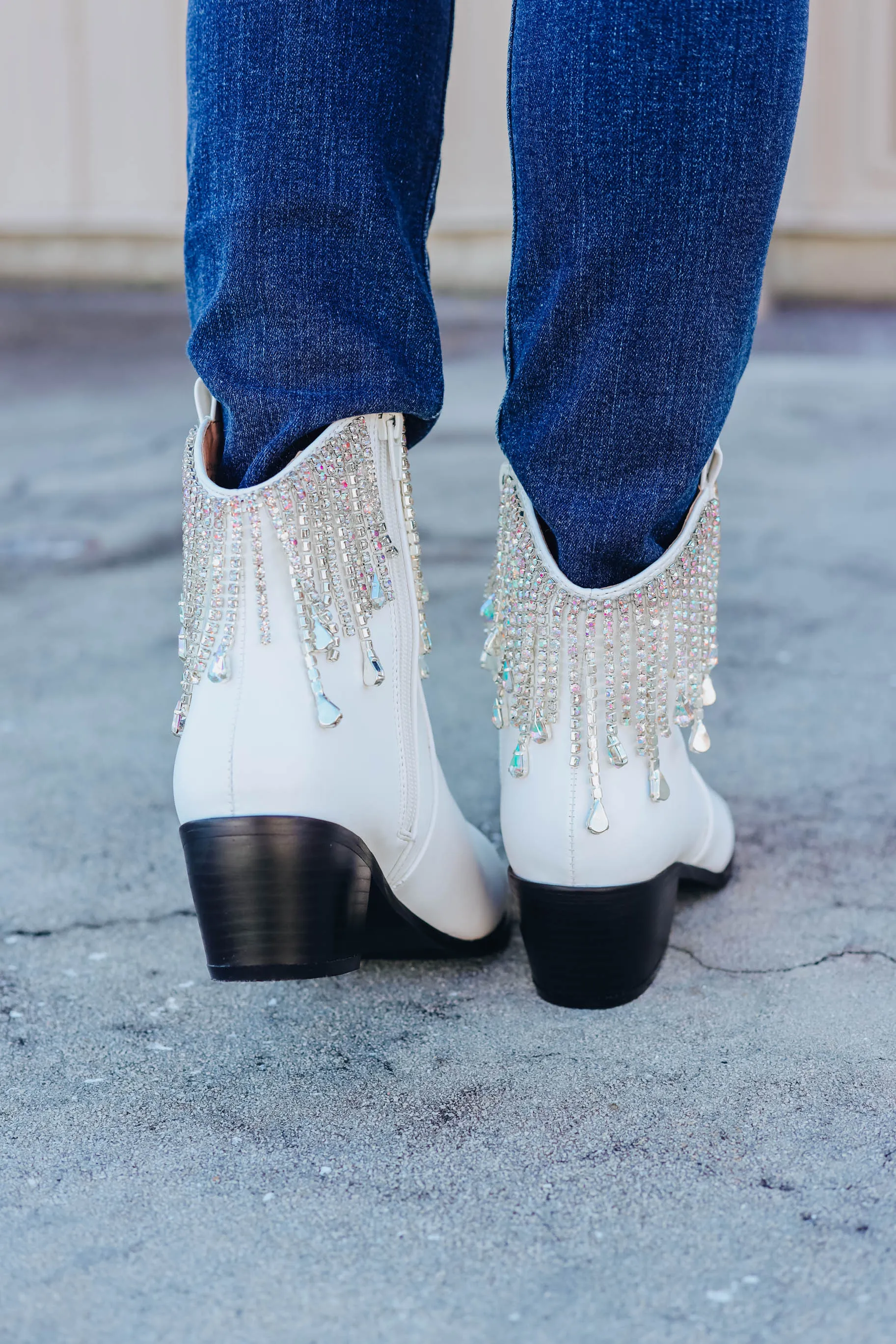 Rhinestone Cowgirl Boots - AB White