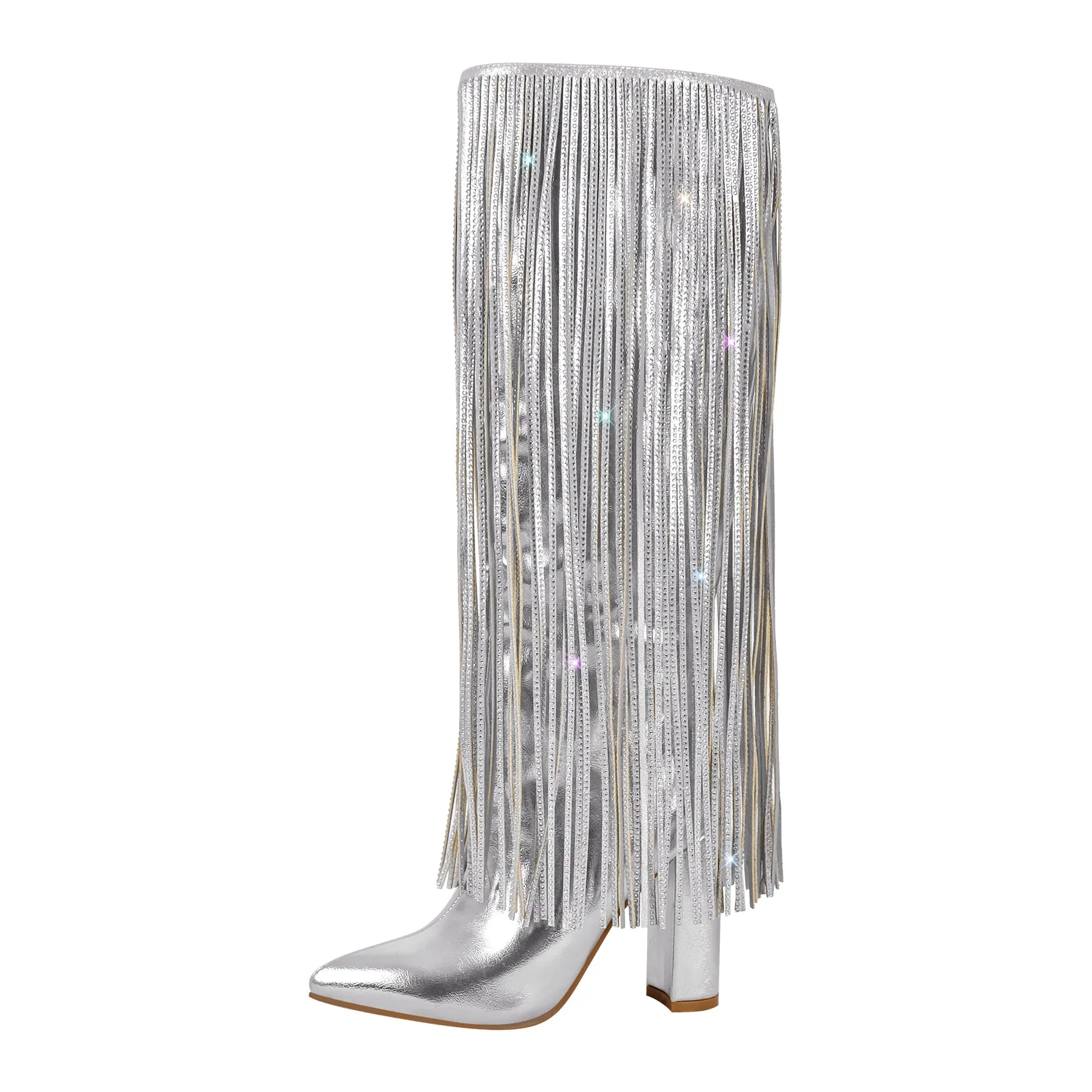 Rhinestone Fringe Mid-calf Western Boots