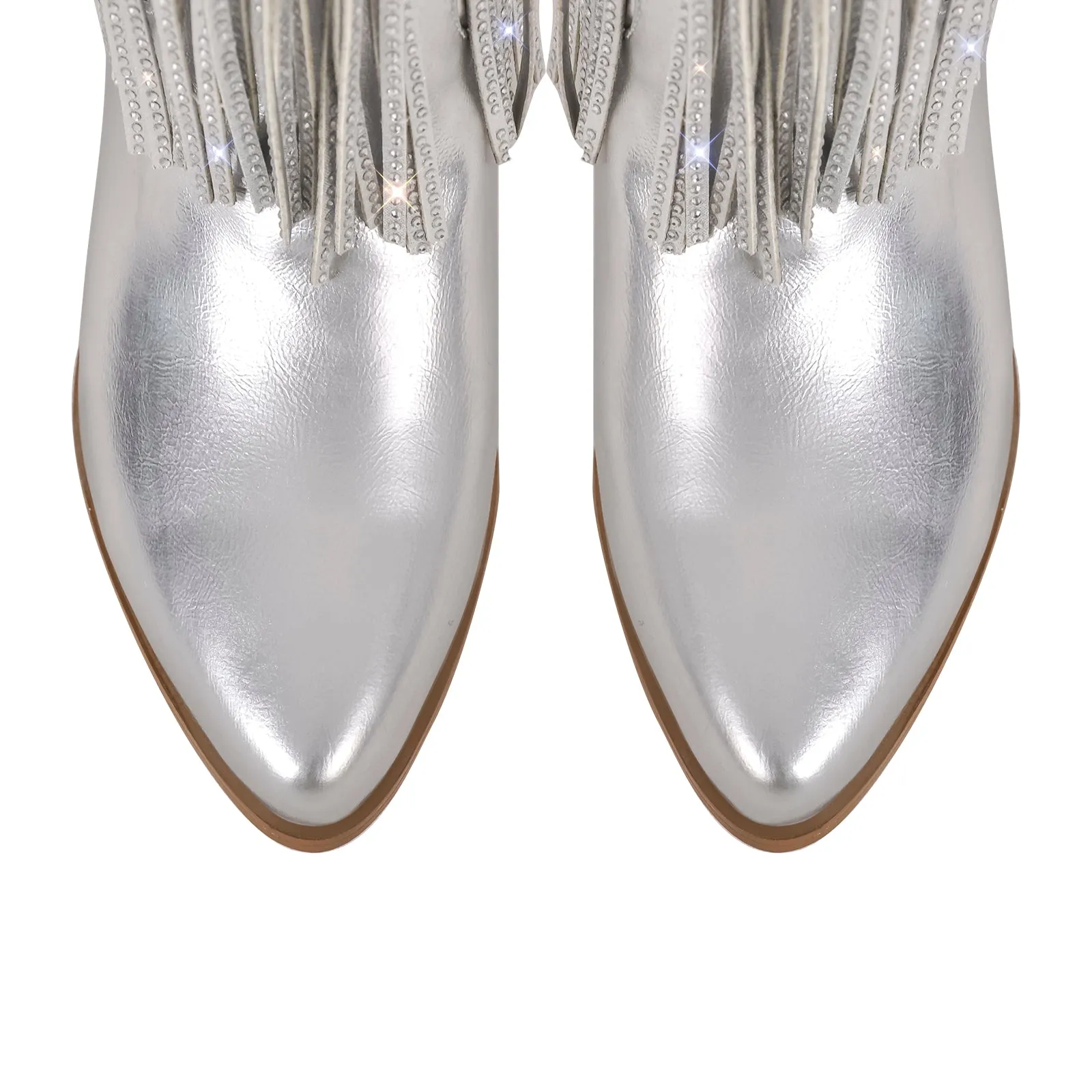 Rhinestone Fringe Mid-calf Western Boots