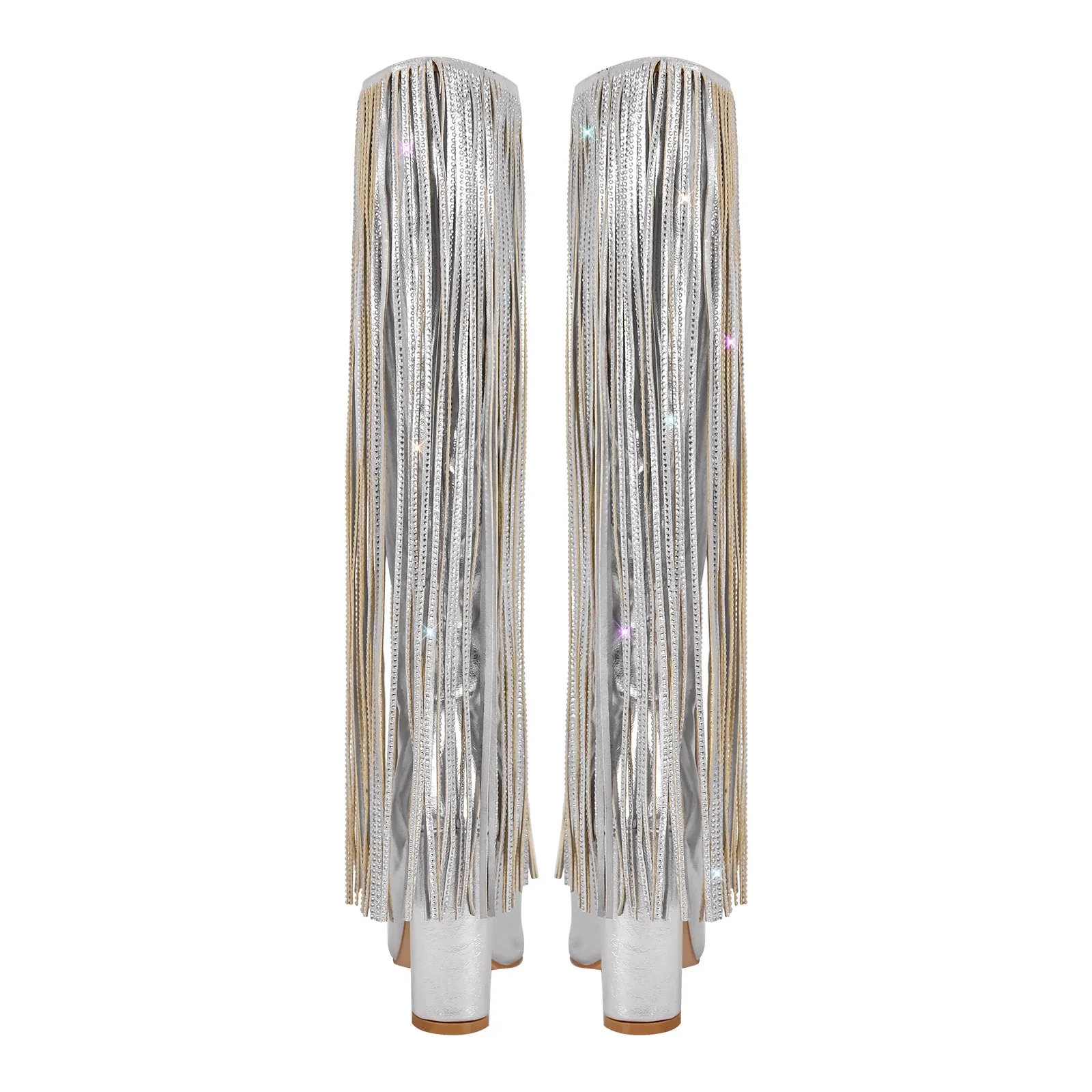 Rhinestone Fringe Mid-calf Western Boots