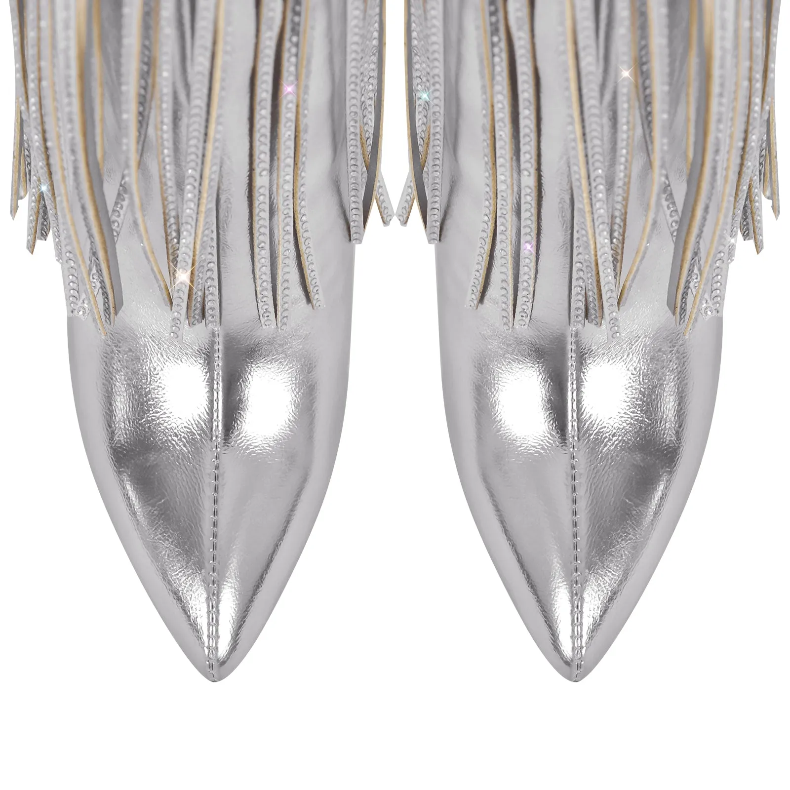 Rhinestone Fringe Mid-calf Western Boots