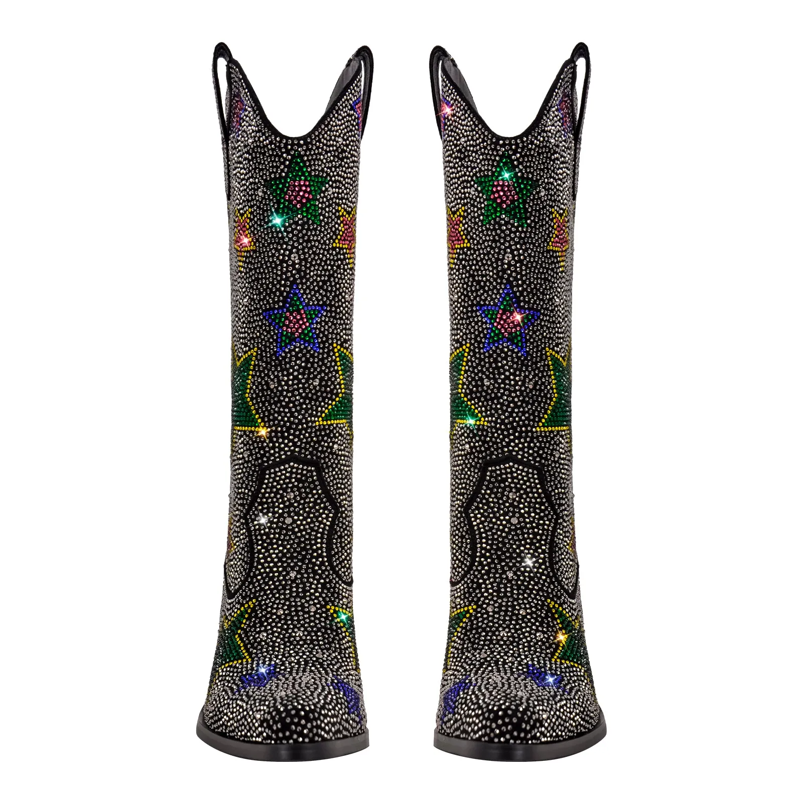 Rhinestone Star Mid-Calf Western Boots