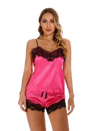 Rose Red Women's Elegantly Embroidered - Sleepwear Lingerie Bodysuits with G-String