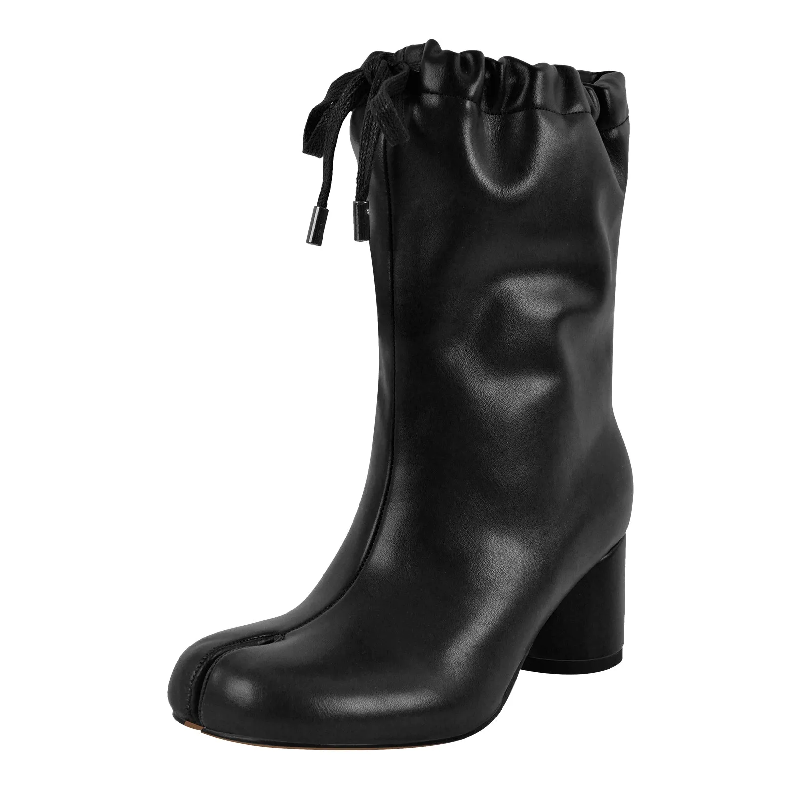 Round Heel Drawstring Tabi Ankle Boots