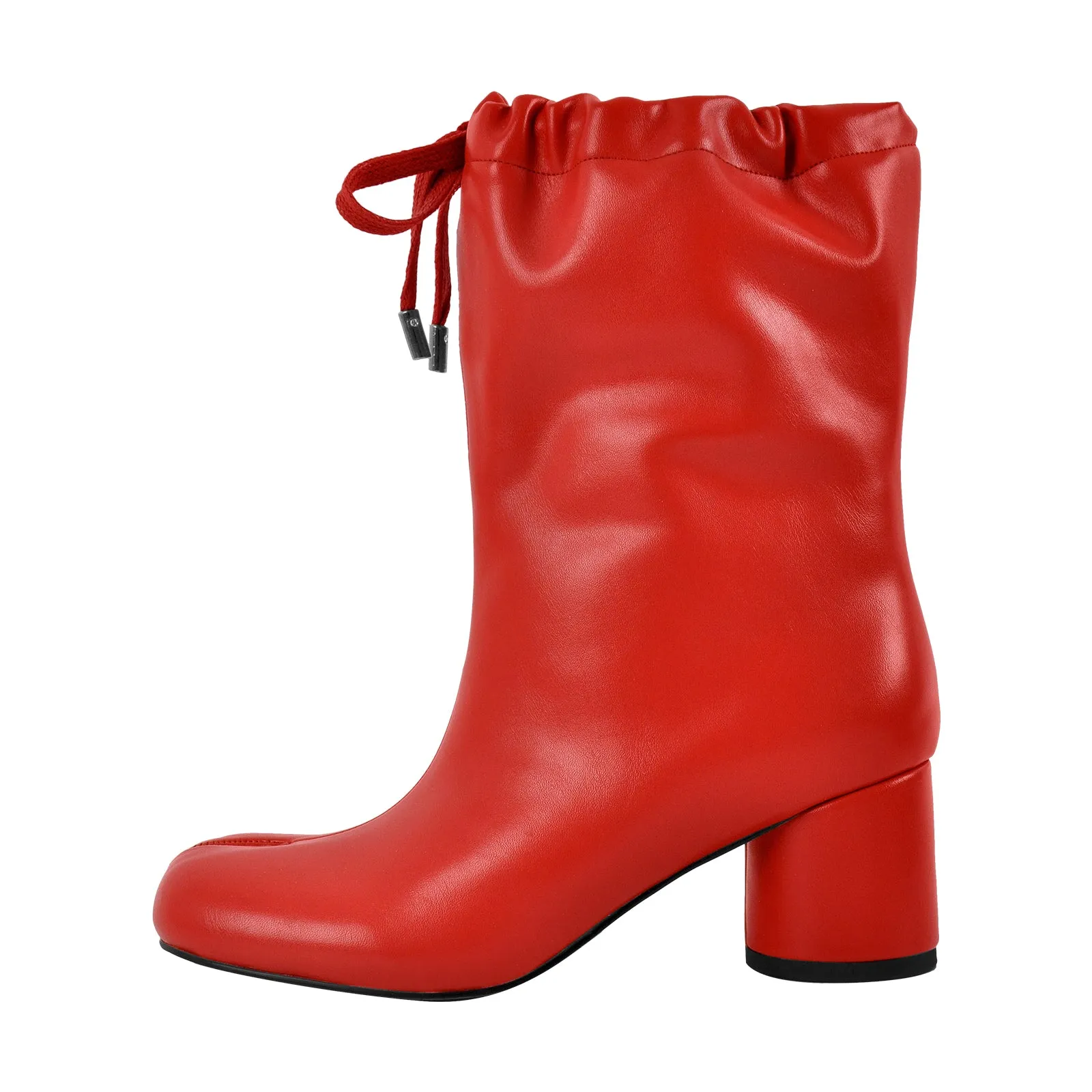 Round Heel Drawstring Tabi Ankle Boots
