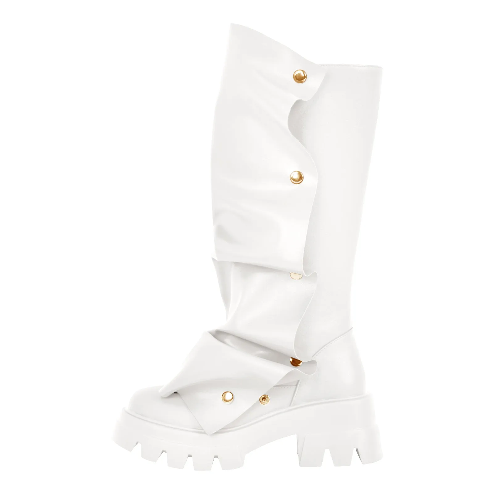 Round Toe Platform Removable Mid-Calf Boots