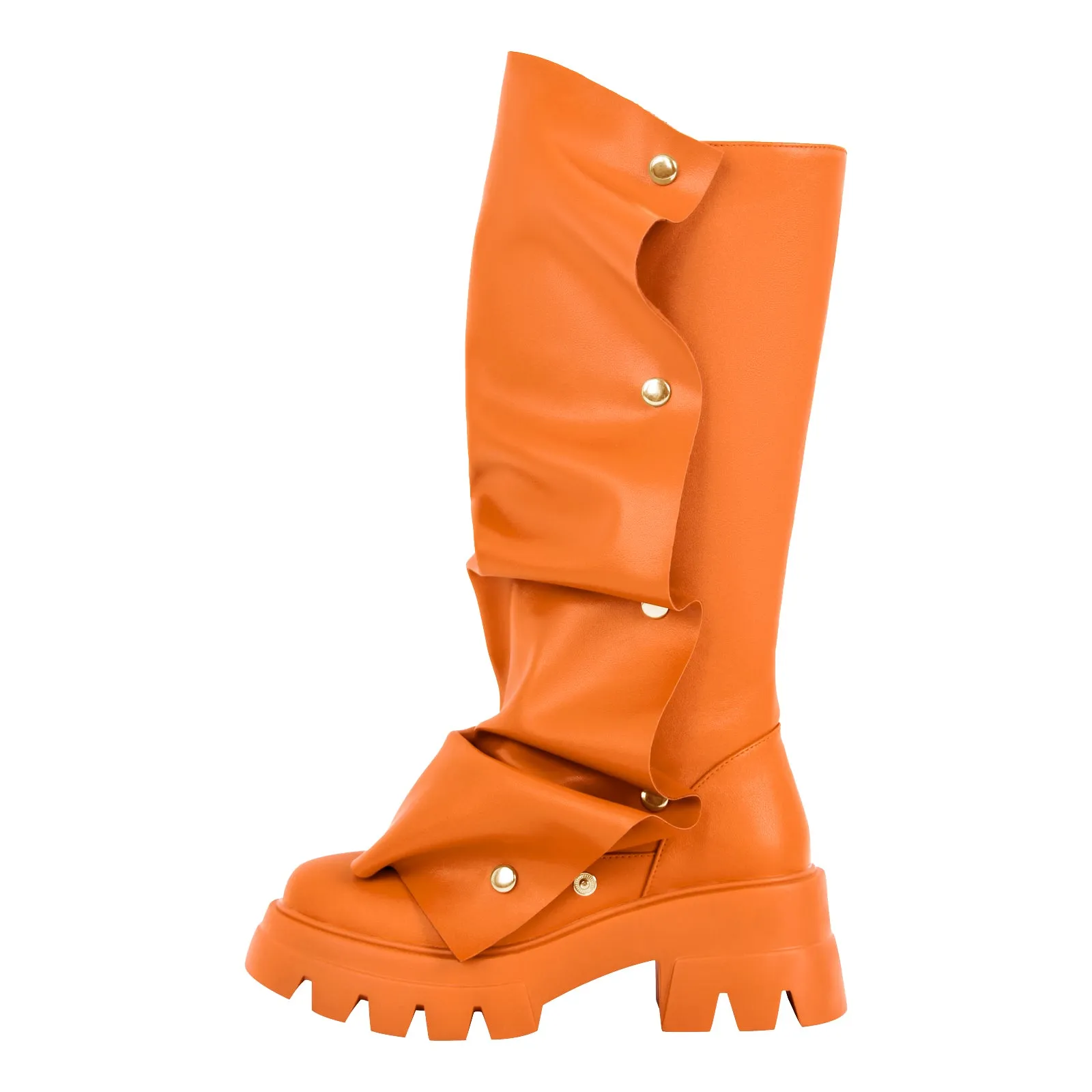 Round Toe Platform Removable Mid-Calf Boots