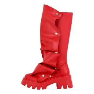 Round Toe Platform Removable Mid-Calf Boots