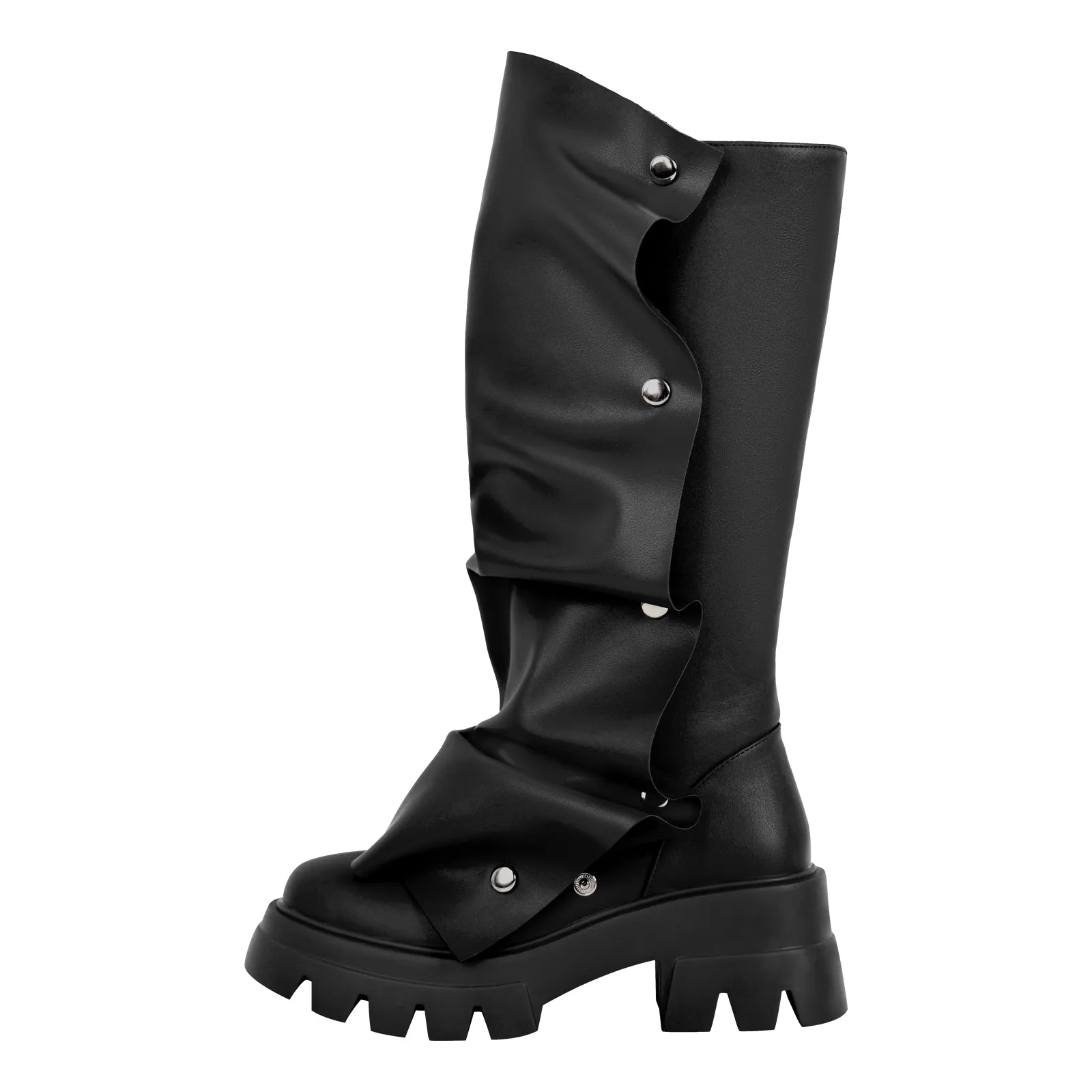 Round Toe Platform Removable Mid-Calf Boots