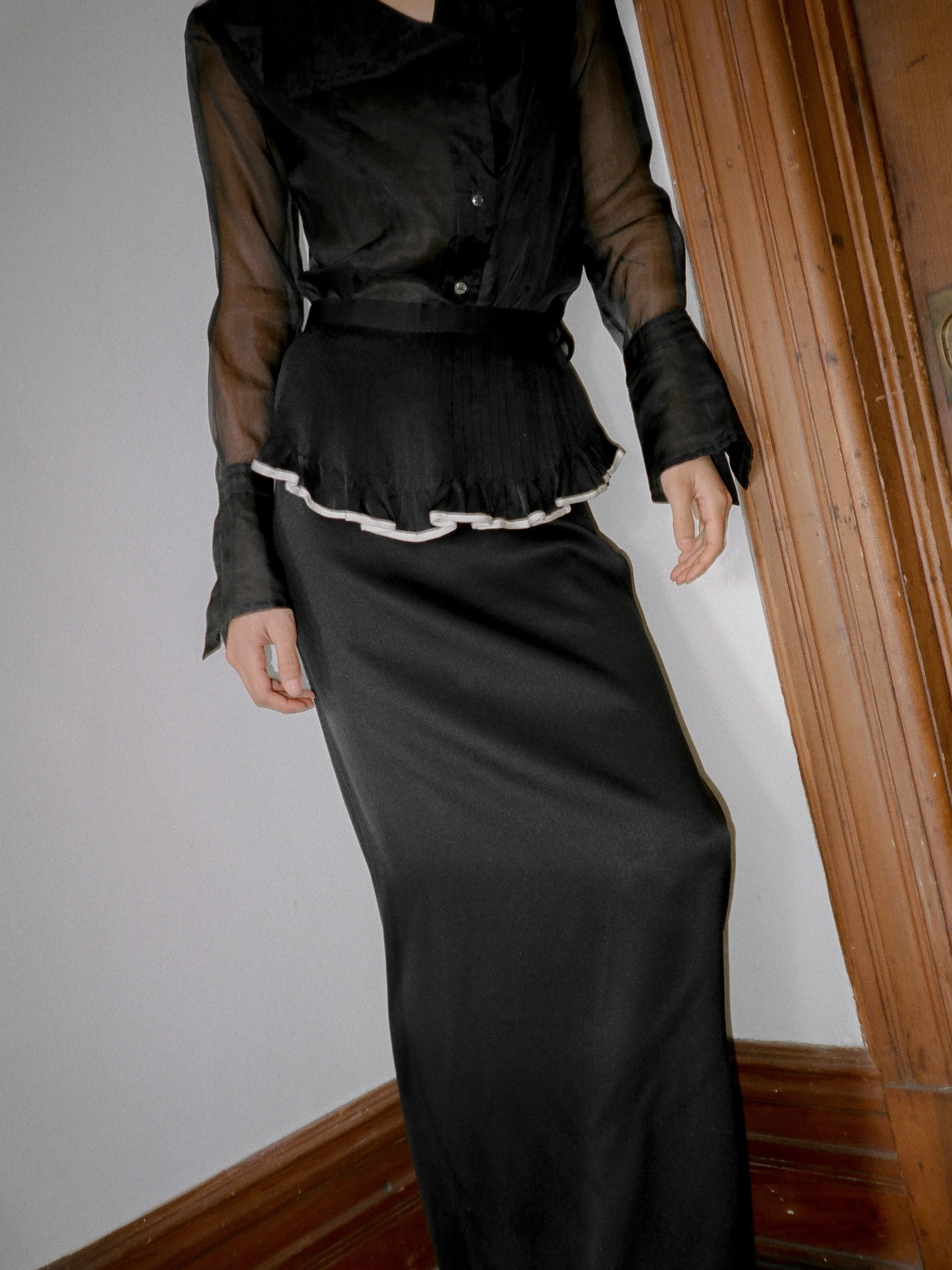 Ruffle Trim Silk Skirt