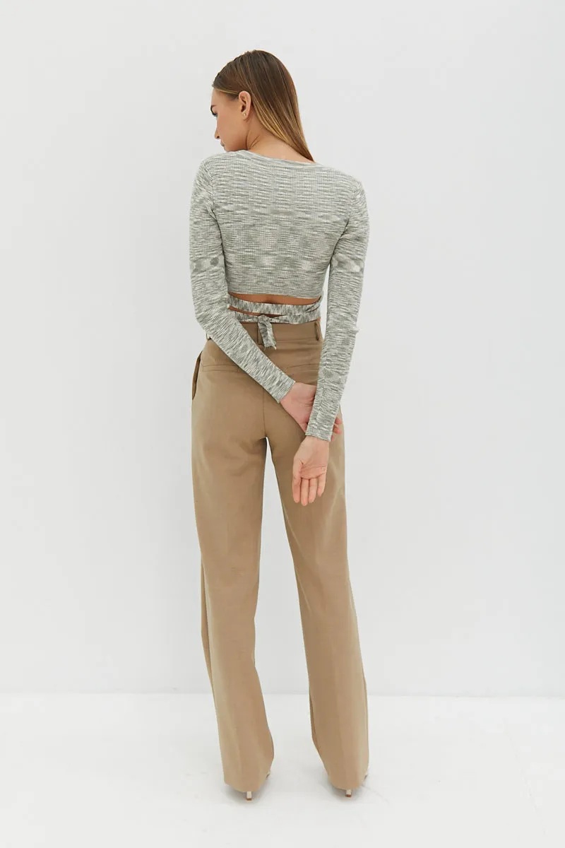 Scoop Neck Tie Crop - Meadow