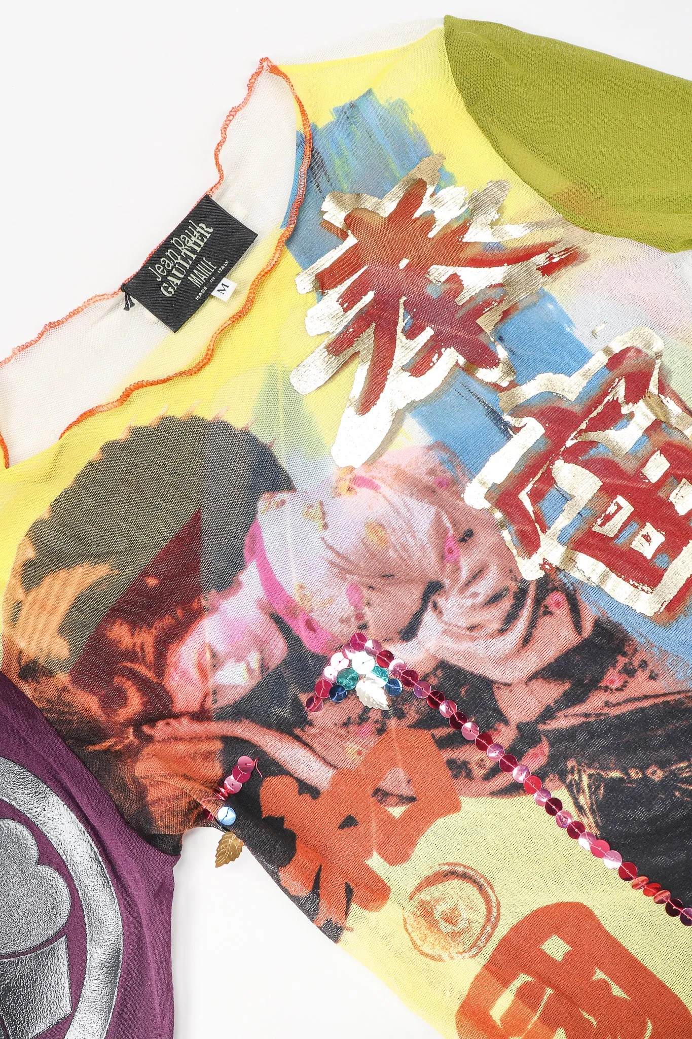 Sequined Mesh Japanese Crest T-Shirt