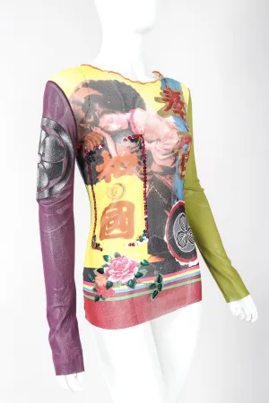 Sequined Mesh Japanese Crest T-Shirt