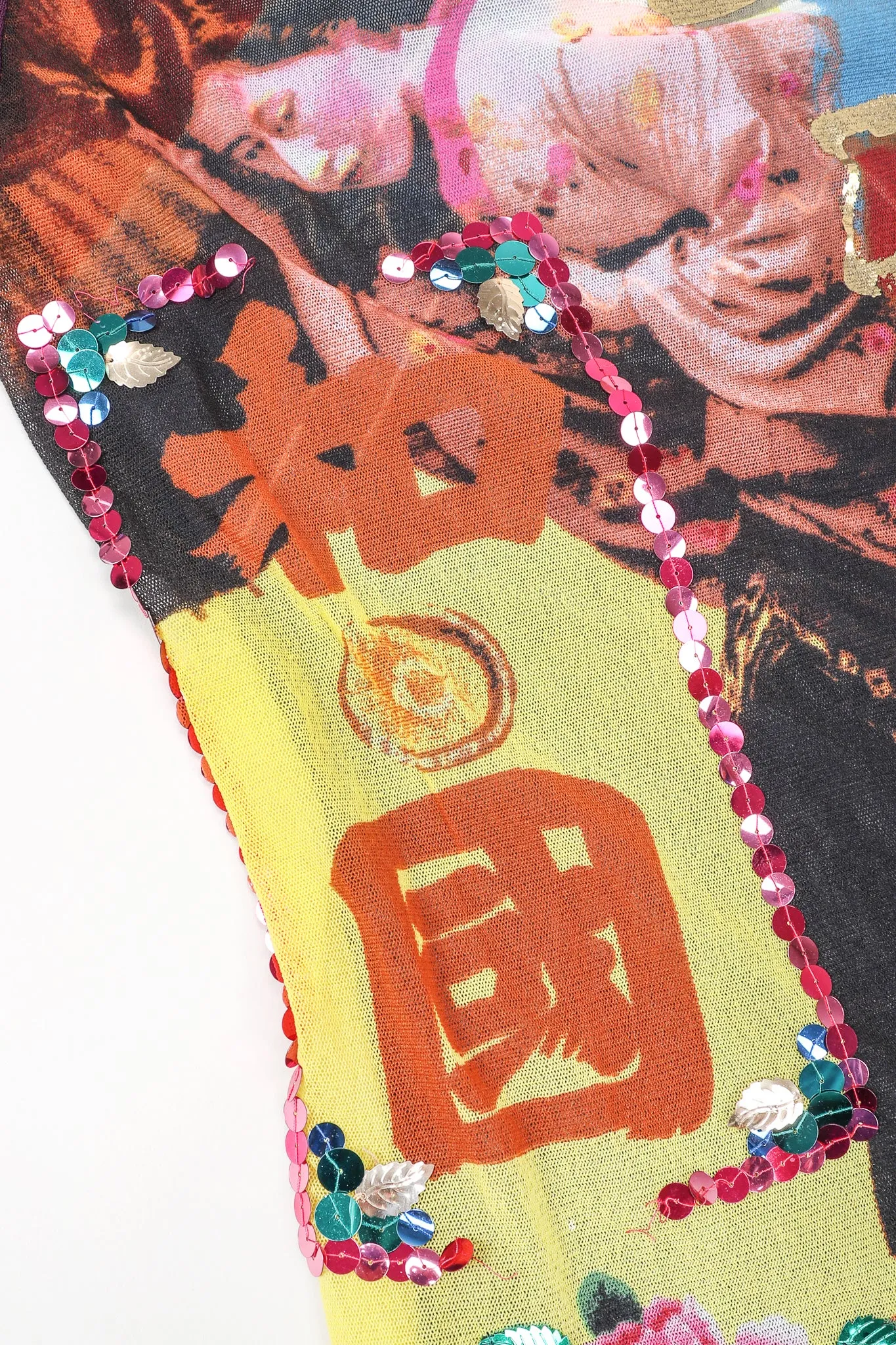 Sequined Mesh Japanese Crest T-Shirt