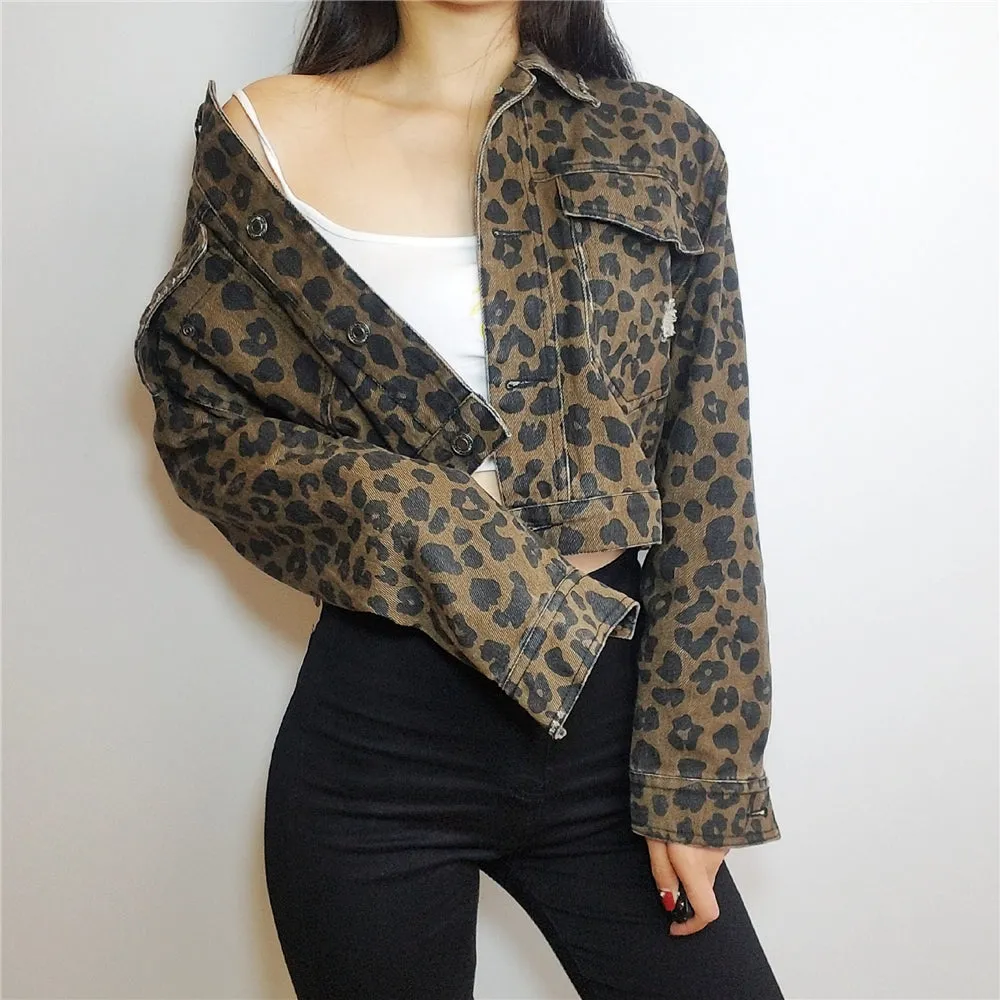 Skye Leopard Print Cropped Jacket