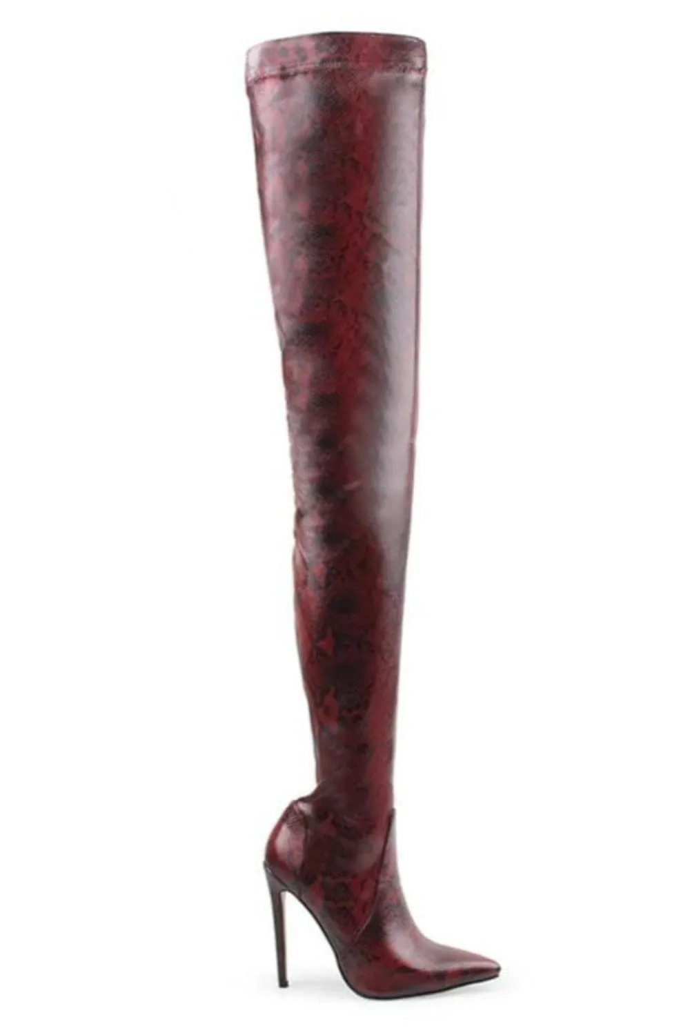 Snake Pattern Over The Knee High Heel Boot
