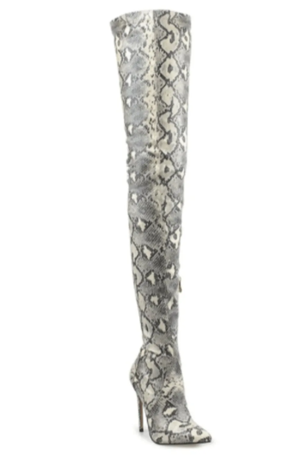 Snake Pattern Over The Knee High Heel Boot