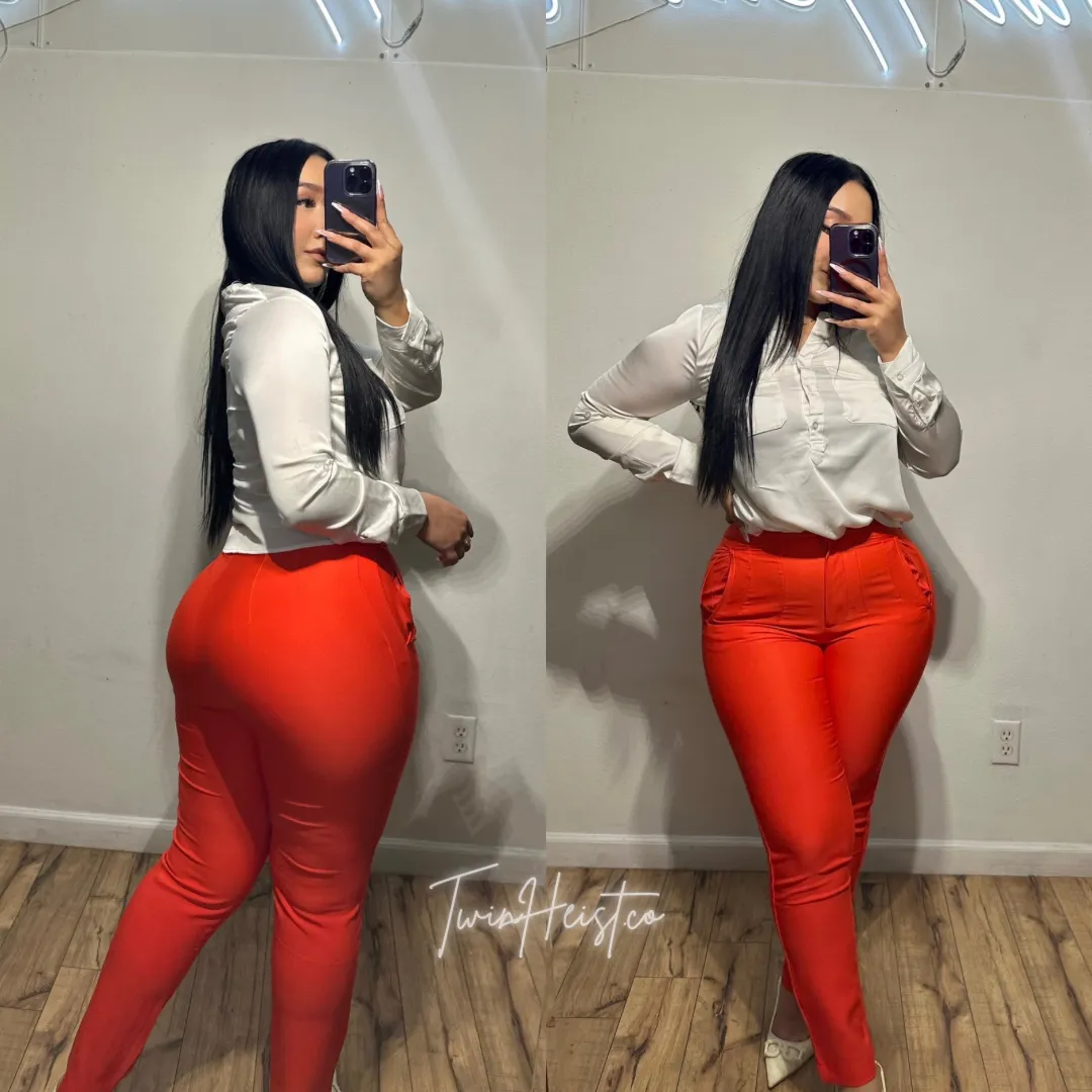 Solid High Waist Dress Pants