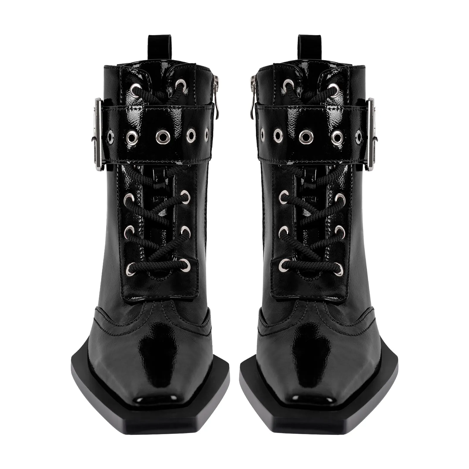 Square Toe Buckle Ankle Boots