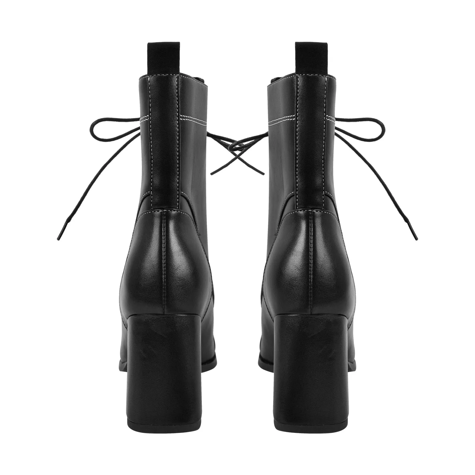 Square Toe Lace-up Chunky Heel Ankle Boots