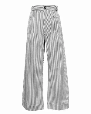 Striped High Waist Cropped Pant in Black Stripe