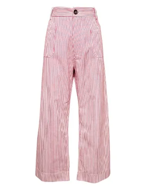 Striped High Waist Cropped Pant in Red Stripe