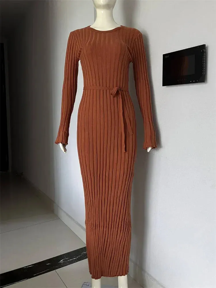 Tossy Lace-Up Knit Maxi Dress for Women