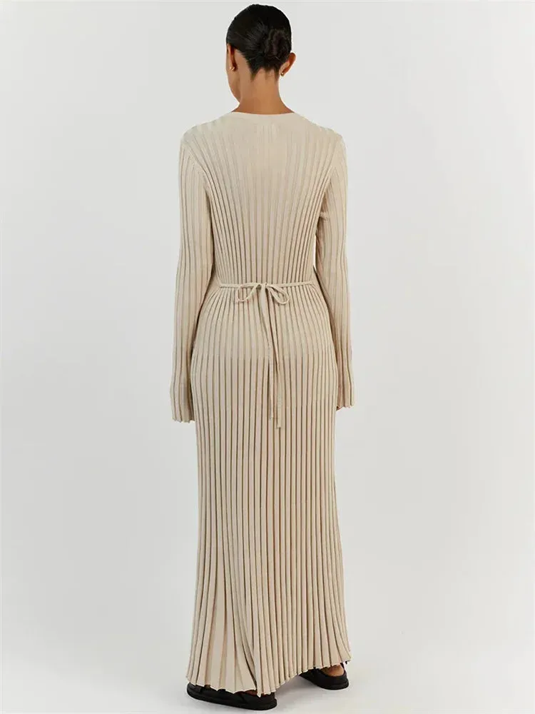 Tossy Lace-Up Knit Maxi Dress for Women
