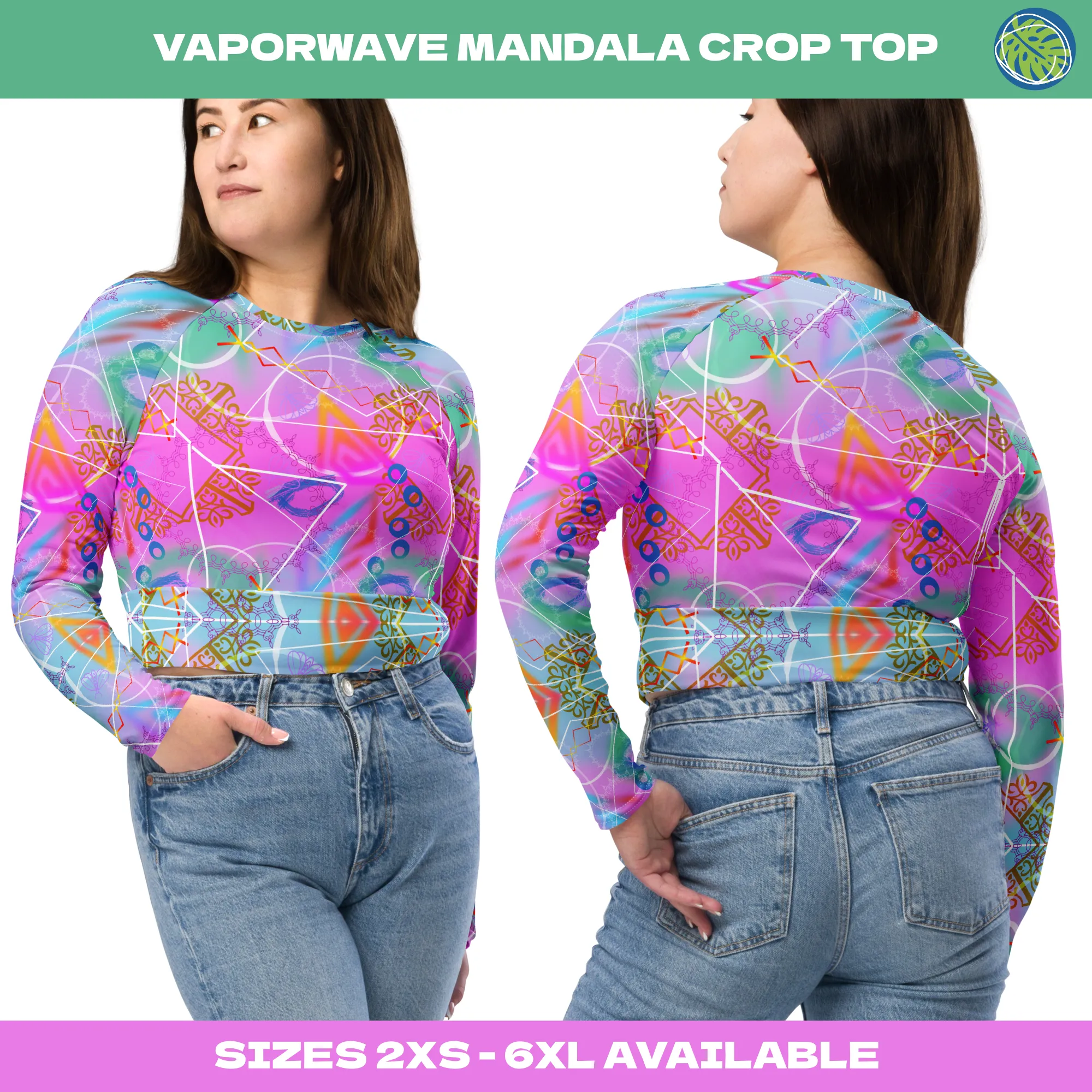 Underboob Crop Top, Vaporwave Mandala