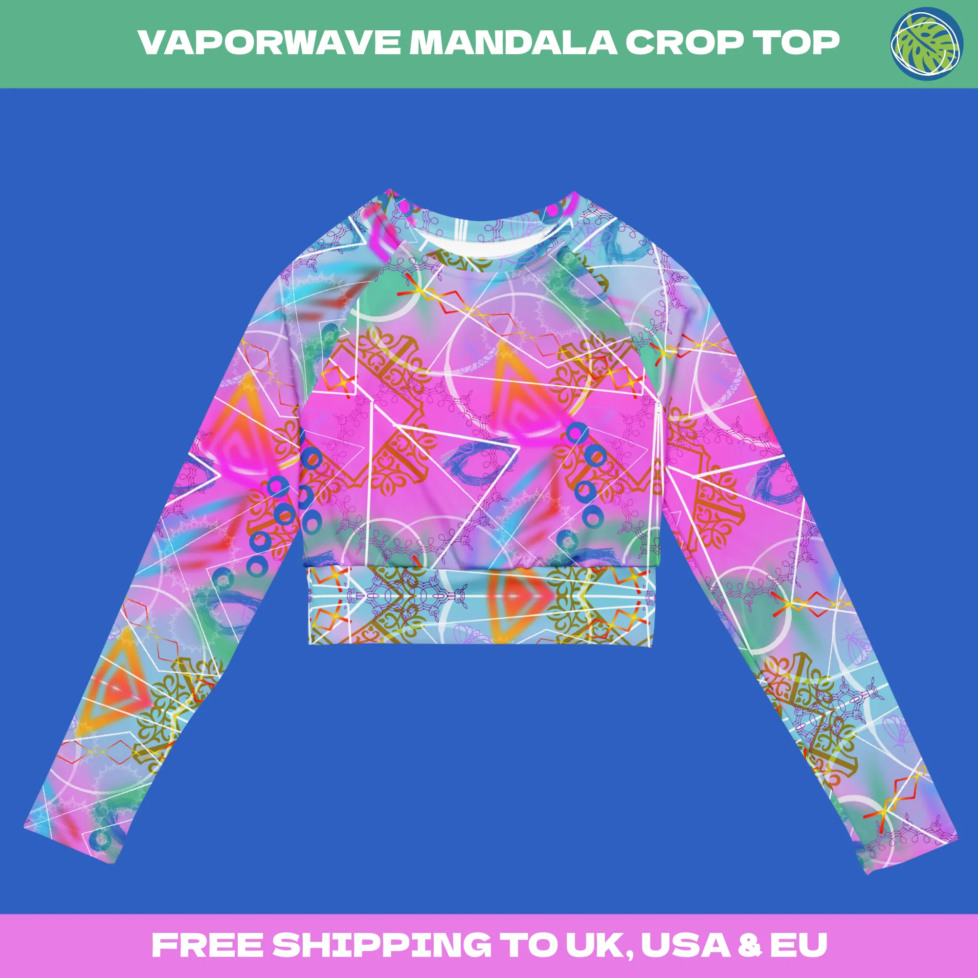 Underboob Crop Top, Vaporwave Mandala