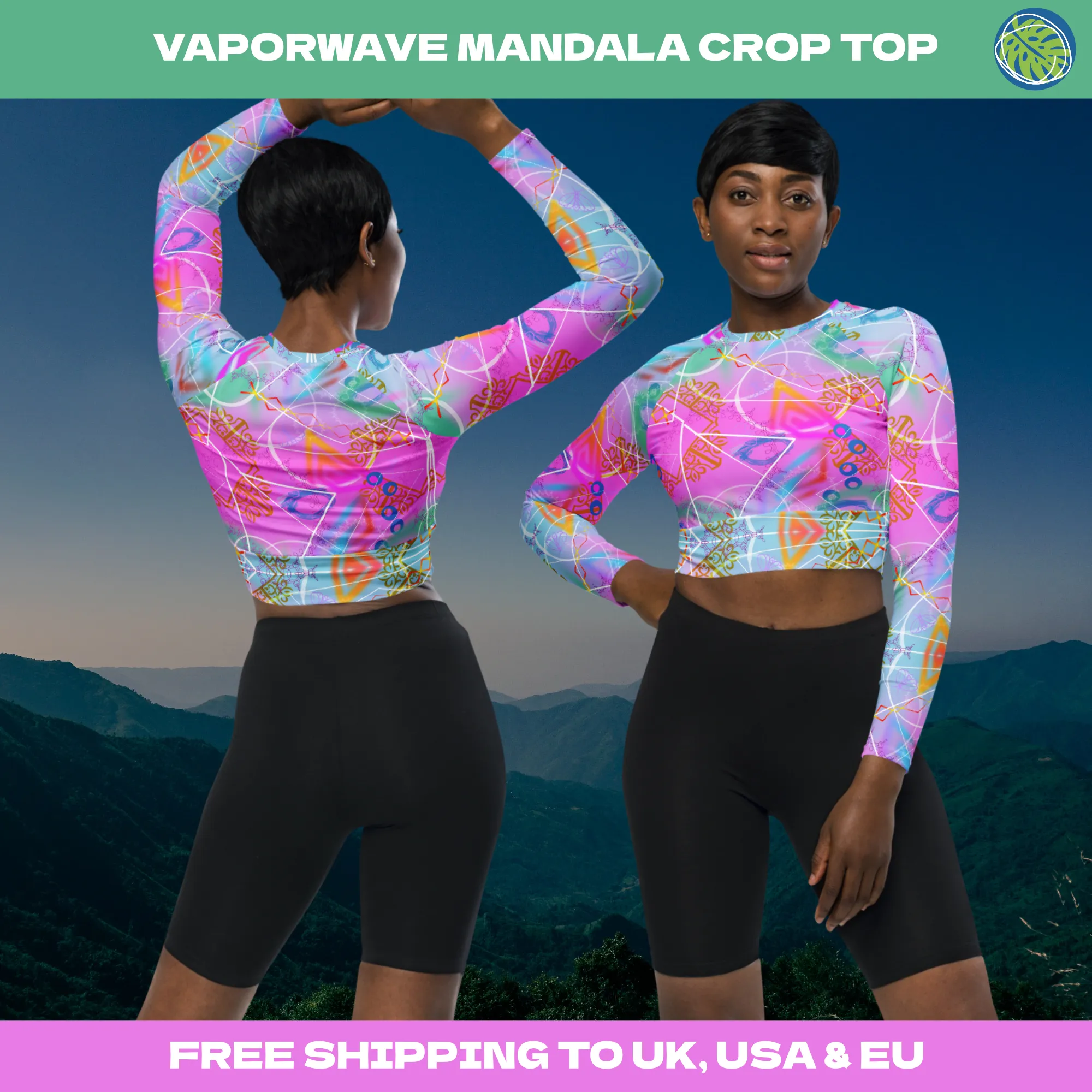 Underboob Crop Top, Vaporwave Mandala
