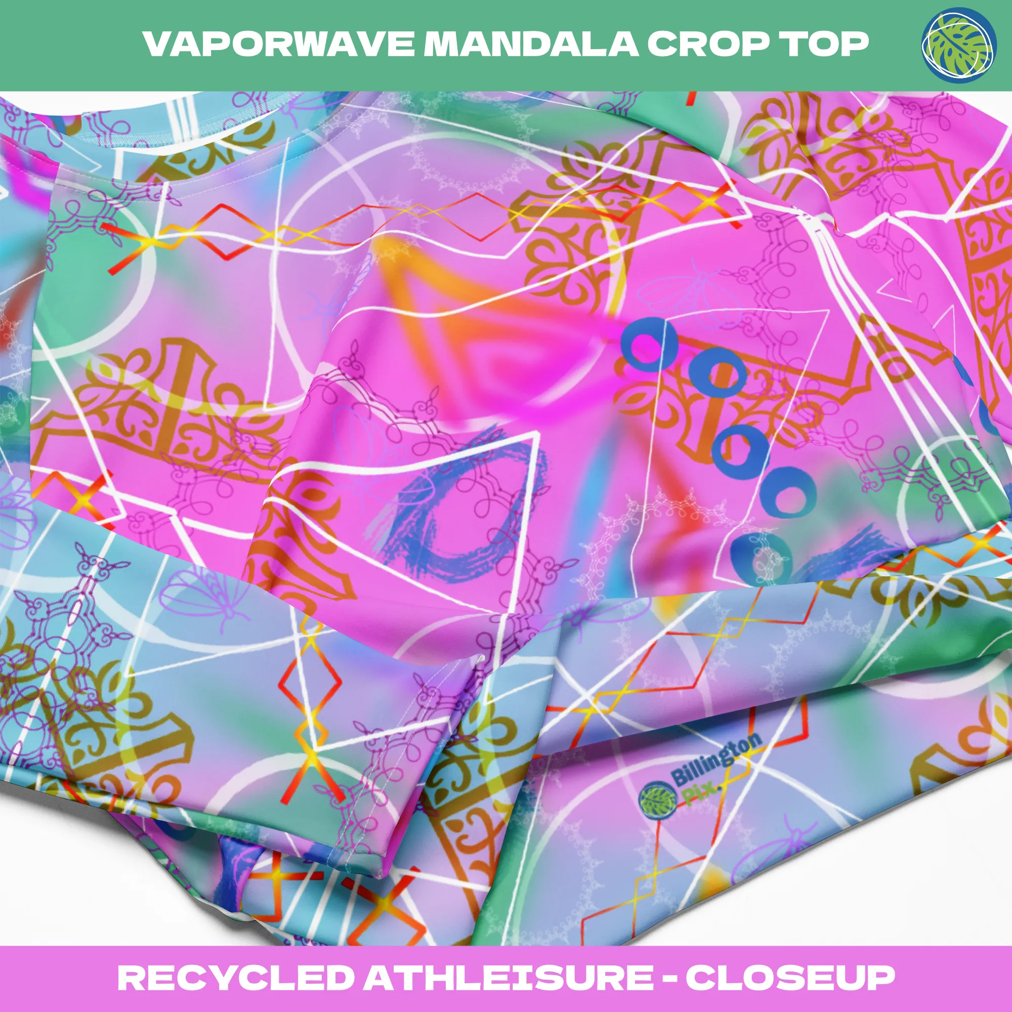 Underboob Crop Top, Vaporwave Mandala