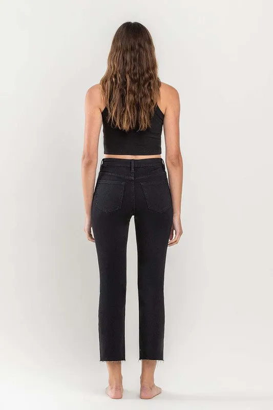 Vervet High Rise Black Crop Straight Jeans