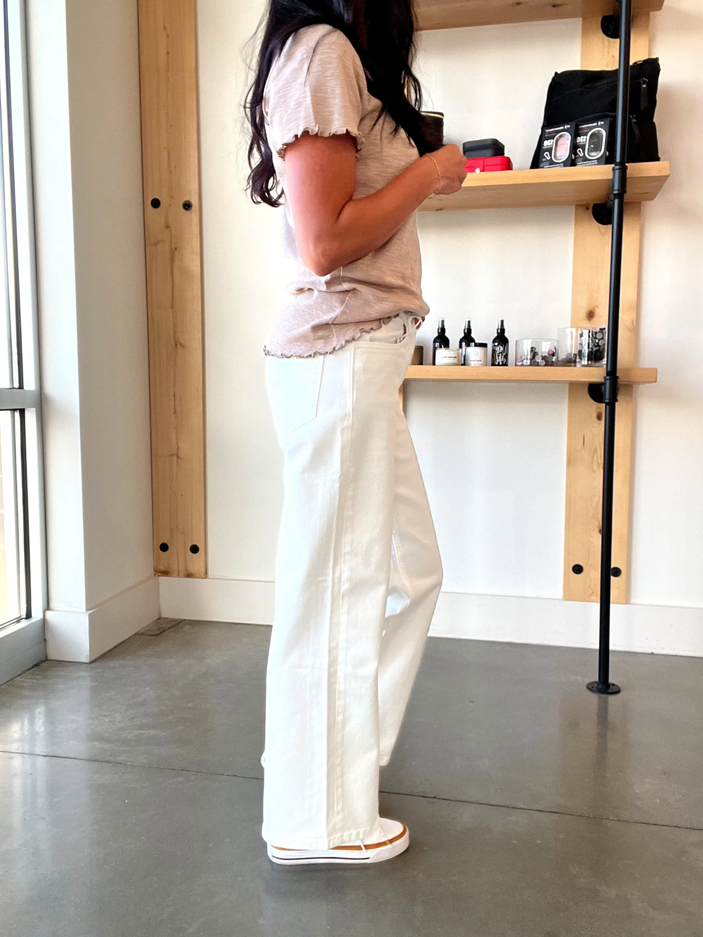 Vervet Mid Rise Cropped Wide Leg Denim